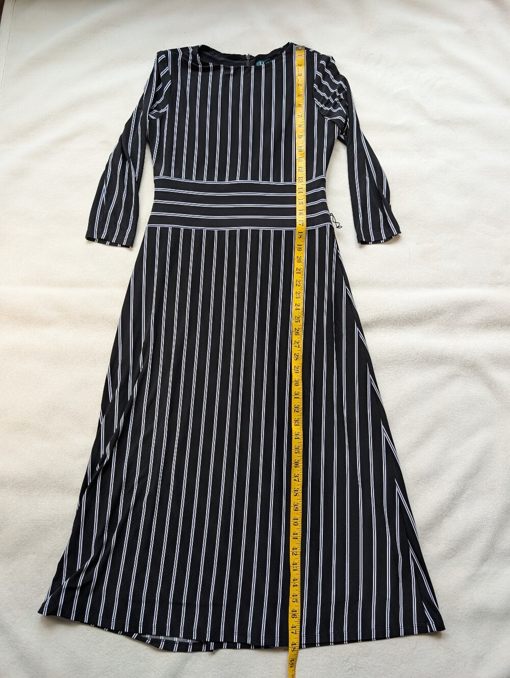 Lauren Ralph Lauren Black White Dress Pinstripe Midi Office Siren Classic Size 8 - Picture 9 of 17